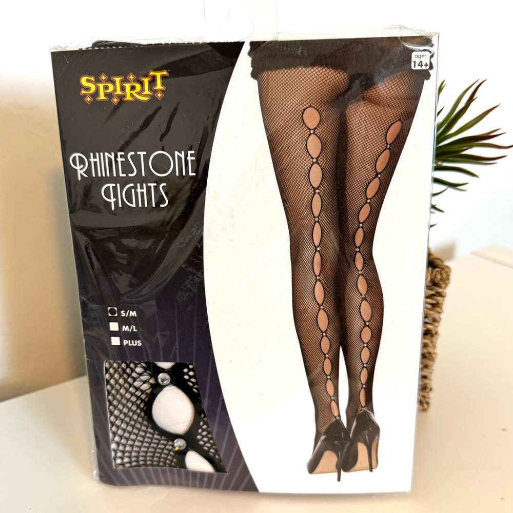 Spirit Halloween Rhinestone Tights Small Medium Size Black Sexy  NEW
